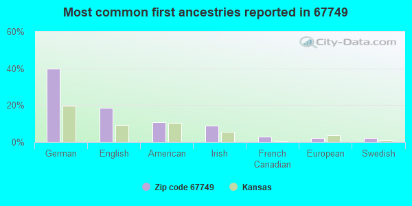 Most common first ancestries reported in 67749
