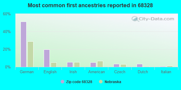 Most common first ancestries reported in 68328