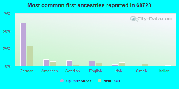 Most common first ancestries reported in 68723