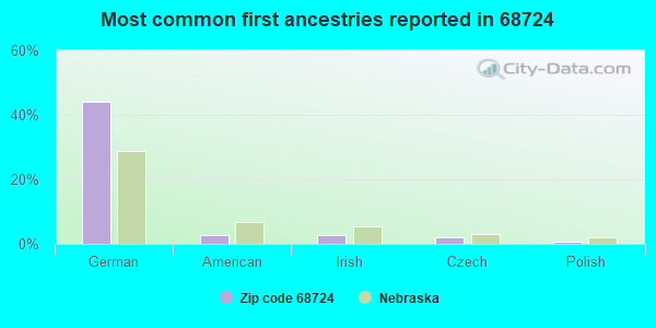 Most common first ancestries reported in 68724