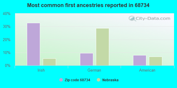 Most common first ancestries reported in 68734