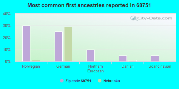 Most common first ancestries reported in 68751