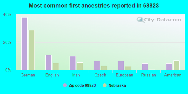 Most common first ancestries reported in 68823