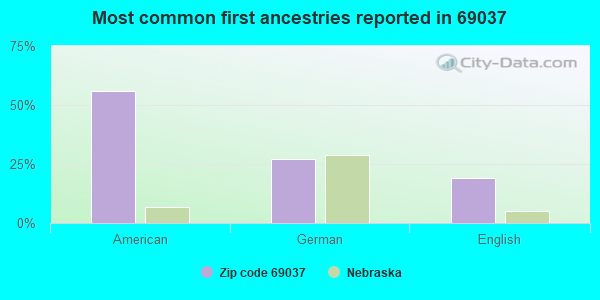 Most common first ancestries reported in 69037