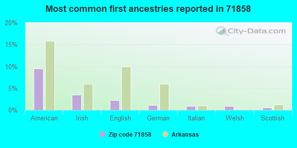 Most common first ancestries reported in 71858