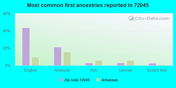 Most common first ancestries reported in 72045