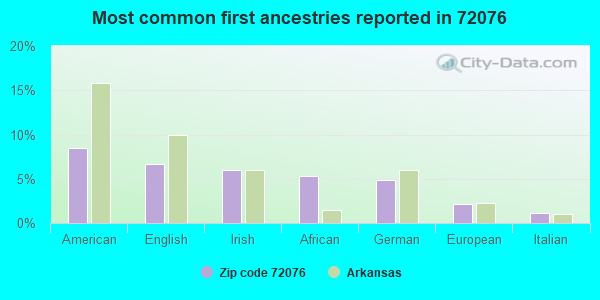 Most common first ancestries reported in 72076