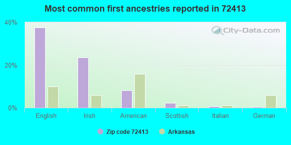 Most common first ancestries reported in 72413