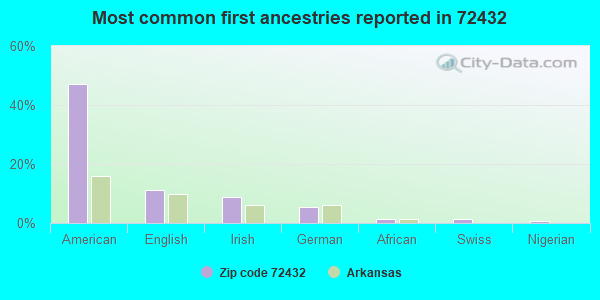 Most common first ancestries reported in 72432