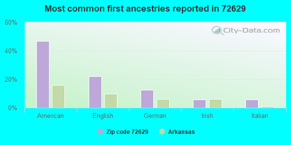 Most common first ancestries reported in 72629