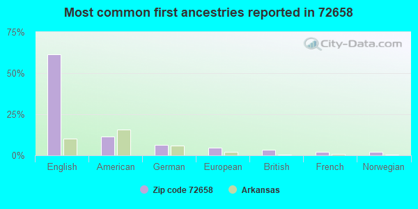 Most common first ancestries reported in 72658