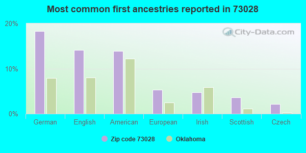 Most common first ancestries reported in 73028