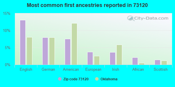 Most common first ancestries reported in 73120