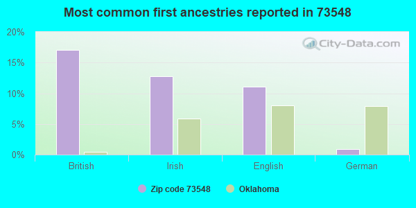 Most common first ancestries reported in 73548