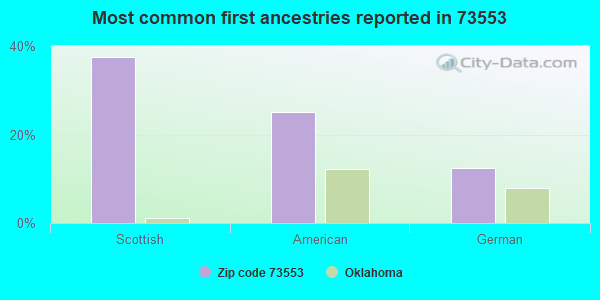 Most common first ancestries reported in 73553