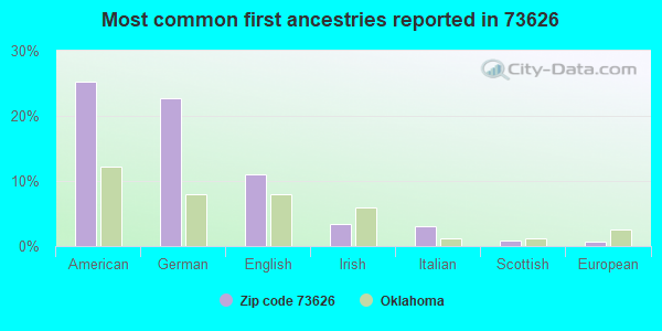 Most common first ancestries reported in 73626