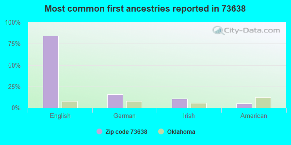Most common first ancestries reported in 73638