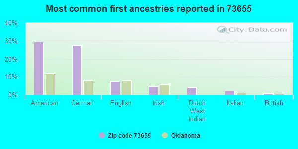 Most common first ancestries reported in 73655