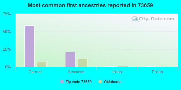 Most common first ancestries reported in 73659