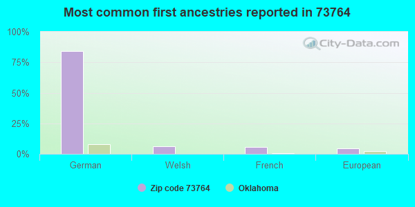 Most common first ancestries reported in 73764