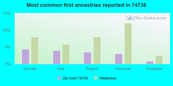 Most common first ancestries reported in 74738