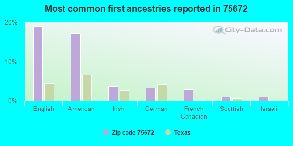Most common first ancestries reported in 75672