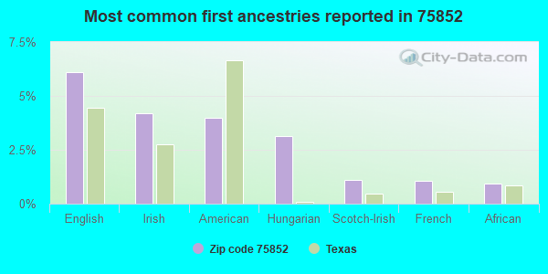 Most common first ancestries reported in 75852
