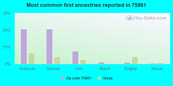 Most common first ancestries reported in 75861