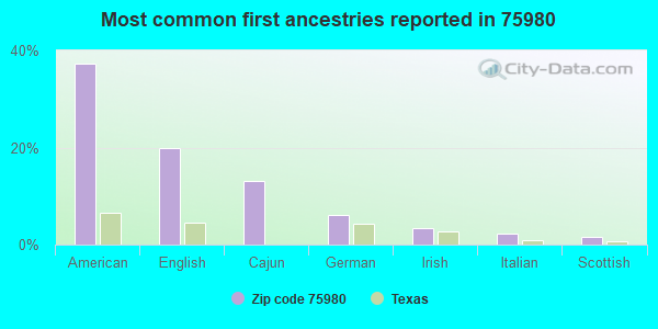 Most common first ancestries reported in 75980
