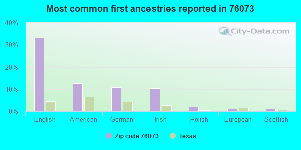 Most common first ancestries reported in 76073