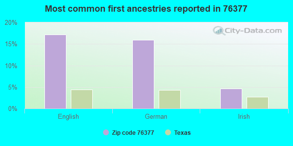Most common first ancestries reported in 76377