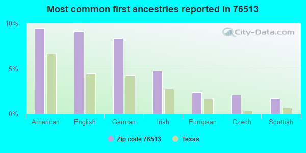 Most common first ancestries reported in 76513