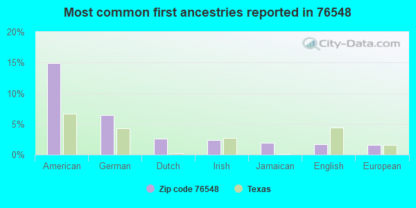 Most common first ancestries reported in 76548