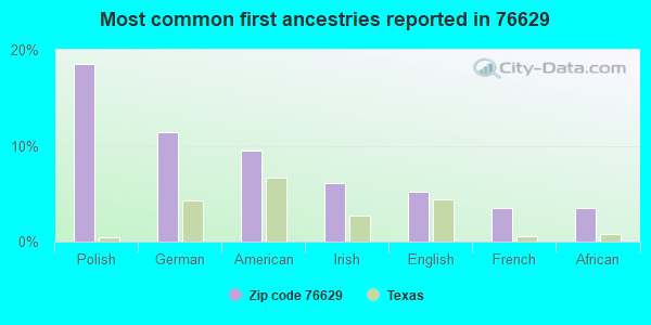 Most common first ancestries reported in 76629
