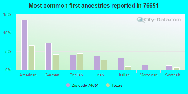 Most common first ancestries reported in 76651