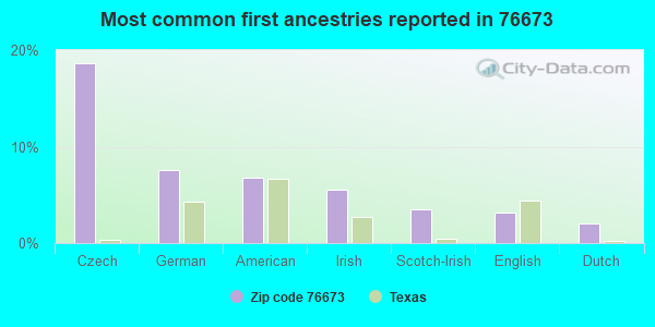 Most common first ancestries reported in 76673