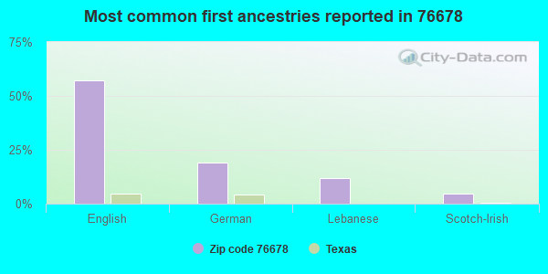 Most common first ancestries reported in 76678