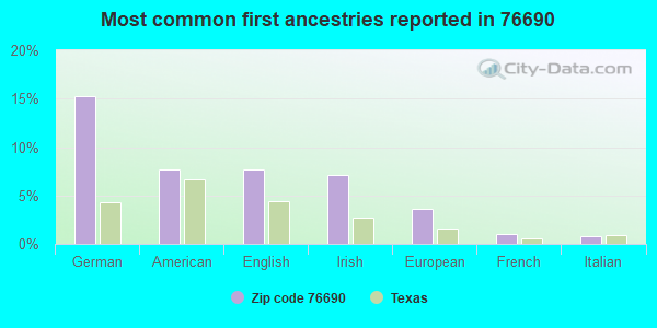 Most common first ancestries reported in 76690
