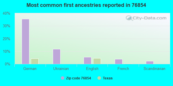 Most common first ancestries reported in 76854