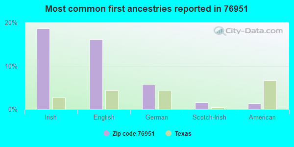 Most common first ancestries reported in 76951