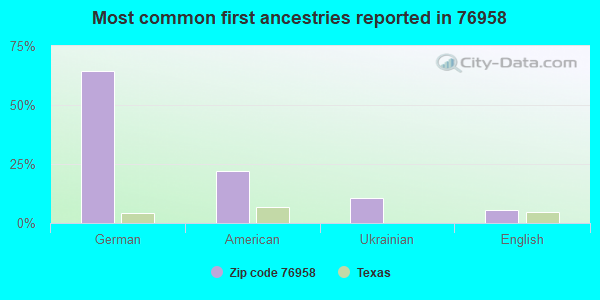 Most common first ancestries reported in 76958
