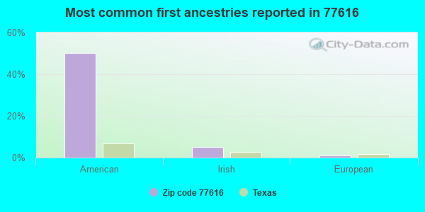 Most common first ancestries reported in 77616