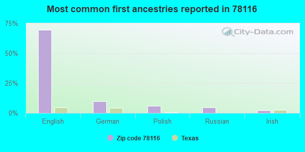 Most common first ancestries reported in 78116
