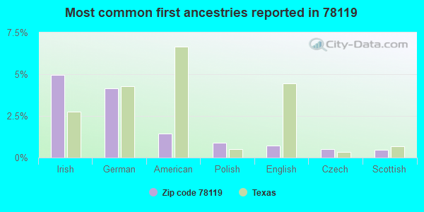 Most common first ancestries reported in 78119