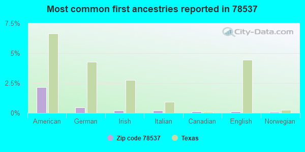 Most common first ancestries reported in 78537