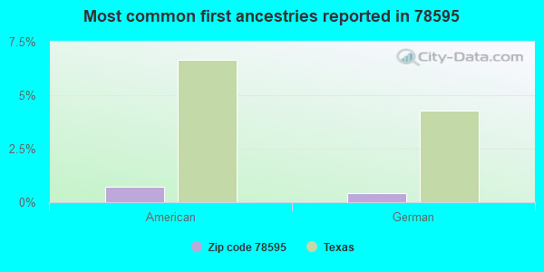 Most common first ancestries reported in 78595