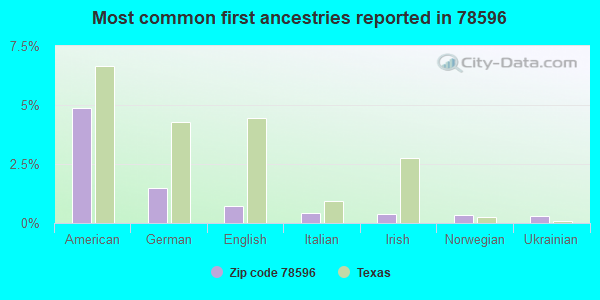 Most common first ancestries reported in 78596