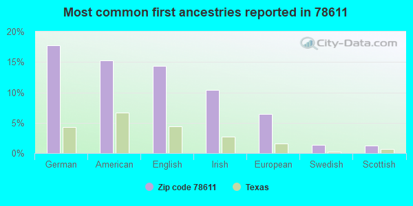 Most common first ancestries reported in 78611