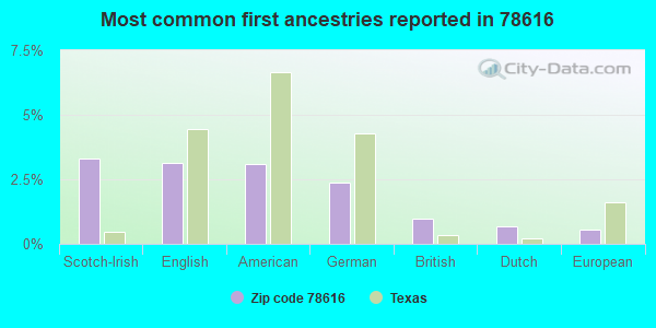 Most common first ancestries reported in 78616