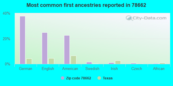 Most common first ancestries reported in 78662